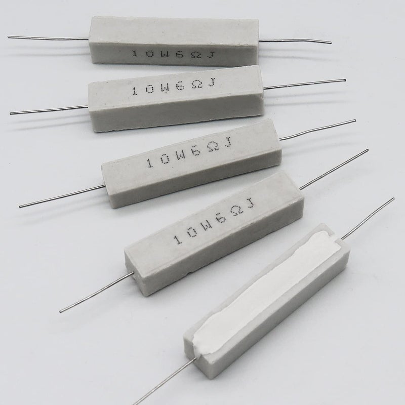 Dimlove White Wound 10w 6 Ohm 5% Axial Lead Wire Fixed Ceramic Cement Resistors - 10 PCS, Wirewound, Power Resistors with Flame, Heat & Moisture Resistance - Image 4